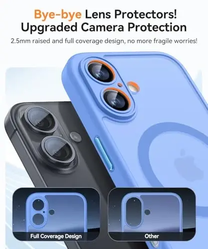 CANSHN Magnetic for iPhone 16 Plus Case, Upgraded [Full Camera Protection] [Compatible with Magsafe] [Translucent Matte] Shockproof Protective Phone Case for iPhone 16 Plus - Ultramarine - 4