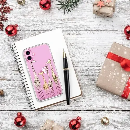 bicol for iPhone 16 Plus Case with Screen Protector, Enhanced Camera Protection, Crystal Acrylic Clear with Fashionable Pattern Designs for Girls Women, Slim Fit Protective Phone Cover, Cute Giraffe - 6