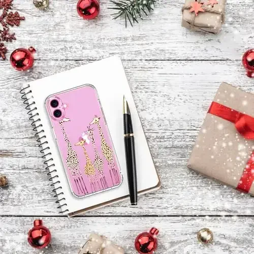 bicol for iPhone 16 Plus Case with Screen Protector, Enhanced Camera Protection, Crystal Acrylic Clear with Fashionable Pattern Designs for Girls Women, Slim Fit Protective Phone Cover, Cute Giraffe - 6