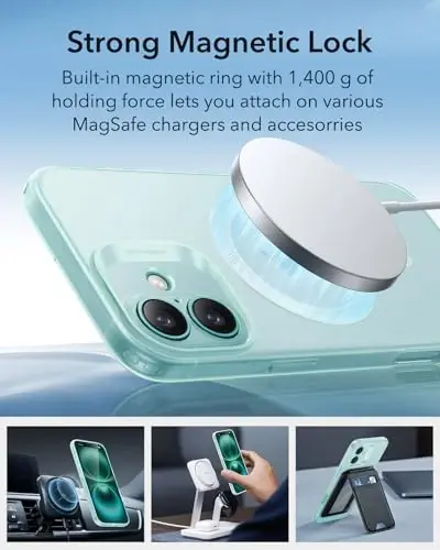 ESR for iPhone 16 Plus Case, Compatible with MagSafe, Camera Protection, Shockproof Thin Cover, Resists Yellowing Scratches, Magnetic Phone Case for iPhone 16 Plus, Zero Series, Frosted Green-MagSafe - 4