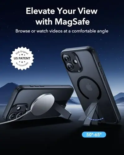 ESR for iPhone 16 Plus Case with Kickstand, Compatible with MagSafe, Magnetic Case for iPhone 16 Plus, Fully Adjustable Flickstand, Military-Grade Shockproof Case, Boost Series, Frosted Black - ESR (1)
