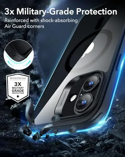 ESR for iPhone 16 Plus Case, Compatible with MagSafe, Shockof Military-Grade tection, Magnetic Phone Case for iPhone 16 Plus, Classic Hybrid Case (HaloLock), Clear Black - 5