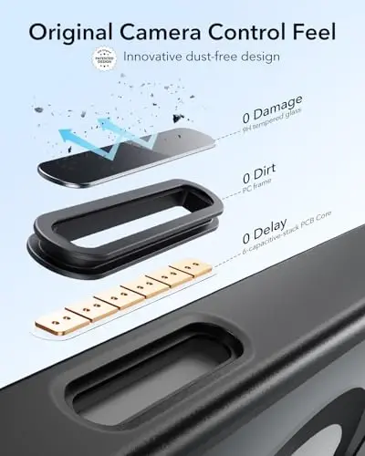 ESR for iPhone 16 Plus Case, Compatible with, Military-Grade Protective Case, Built-in Stash Stand Phone Case, Scratch-Resistant Back Cover, Classic Series, Clear Black - 4