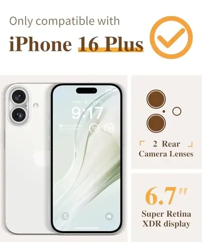 iPhone 16 Plus için GVIEWIN Çiçekli Kılıf, Ekran Koruyucu ve Kamera Lens Koruyuculu, [Sararma Yapmaz] Kadınlar için Yumuşak Darbeye Dayanıklı Şeffaf Telefon Koruyucu Kılıf, Çiçek Desenli Tasarım 6.7