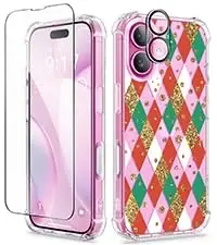 iPhone 16 Plus için GVIEWIN Çiçekli Kılıf, Ekran Koruyucu ve Kamera Lens Koruyuculu, [Sararmaz] Kadınlar için Yumuşak Darbeye Dayanıklı Şeffaf Telefon Koruyucu Kılıf, Çiçek Desenli Tasarım 6.7