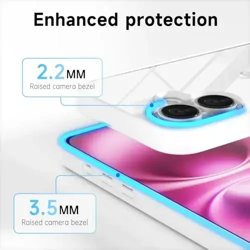 LoeoeL for iPhone 16 Plus Case Clear, Transparent Hybrid 16 Plus Phone Case [Hard Plastic & Soft Silicone Bumper] Acrylic Non Yellowing Thin Slim Protective Cover for Women, White - 4