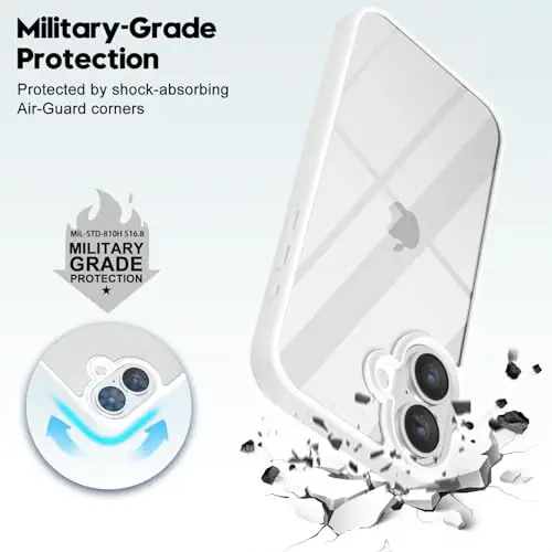 LoeoeL for iPhone 16 Plus Case Clear, Transparent Hybrid 16 Plus Phone Case [Hard Plastic & Soft Silicone Bumper] Acrylic Non Yellowing Thin Slim Protective Cover for Women, White - 5