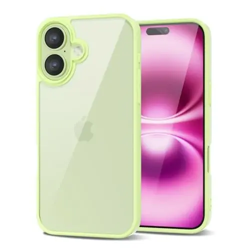 LoeoeL for iPhone 16 Plus Case Clear, Transparent Hybrid 16 Plus Phone Case [Hard Plastic & Soft Silicone Bumper] Acrylic Non Yellowing Thin Slim Protective Cover for Women, Mint Green - 14