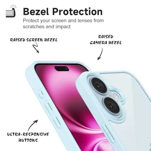 iPhone 16 Plus için LoeoeL Kılıfı Şeffaf, Transparan Hibrit 16 Plus Telefon Kılıfı [Sert Plastik ve Yumuşak Silikon Tampon] Akrilik Sararmayan İnce Koruyucu Kapak Kadınlar için, Açık Mavi - 4