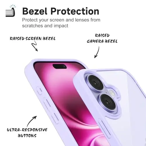 iPhone 16 Plus için LoeoeL Kılıfı Şeffaf, Transparan Hibrit 16 Plus Telefon Kılıfı [Sert Plastik ve Yumuşak Silikon Tampon] Akrilik Sararmayan İnce Koruyucu Kapak Kadınlar için, Mor Lavanta - 4