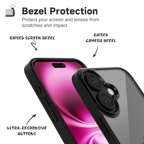 iPhone 16 Plus için LoeoeL Kılıfı Şeffaf, Transparan Hibrit 16 Plus Telefon Kılıfı [Sert Plastik & Yumuşak Silikon Tampon] Akrilik Sararmayan İnce Koruyucu Kadınlar için Kapak, Siyah - 4