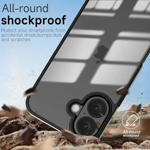 iPhone 16 Plus için LoeoeL Kılıfı Şeffaf, Transparan Hibrit 16 Plus Telefon Kılıfı [Sert Plastik & Yumuşak Silikon Tampon] Akrilik Sararmayan İnce Koruyucu Kadınlar için Kapak, Siyah - 6