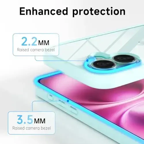 LoeoeL for iPhone 16 Plus Case Clear, Transparent Hybrid 16 Plus Phone Case [Hard Plastic & Soft Silicone Bumper] Acrylic Non Yellowing Thin Slim Protective Cover for Women, Teal - 12