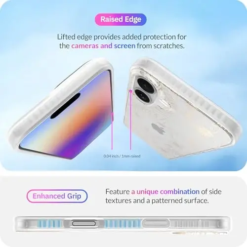 LONLI Hue Case for iPhone 16 Plus - [360° Shock-Absorbent Bumper] - [Cute and Unique Phone Cover for Girls and Women] - Gold Floral - 5