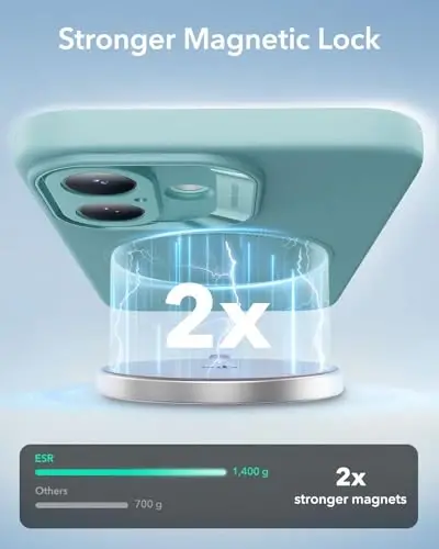 ESR for iPhone16 Plus Case with MagSafe, Supports Magnetic Charging, Smooth & Slim Silicone Case, Shockproof, Full Screen and Camera Protection, Soft Microfiber Lining,Teal - 5