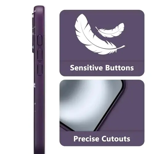 RALEAVO Floral Case for iPhone 16 Plus Silicone Cute Cover for Women,Purple | Cute Flowers Branches Pattern for Girls Women,Soft Liquid Silicone Cover,Slim Protective Phone Case for iPhone 16 Plus 6.7