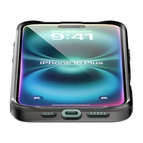 REBEL Air Case for iPhone 16 Plus [Air² Series] Compatible With MagSafe, Strong Magnets, Grippy Sides, Slim & Lightweight TPU Cover, Protective Corners, Raised Lens Ring, 6.7-in 16+ Phone 2024 (Black) - 3