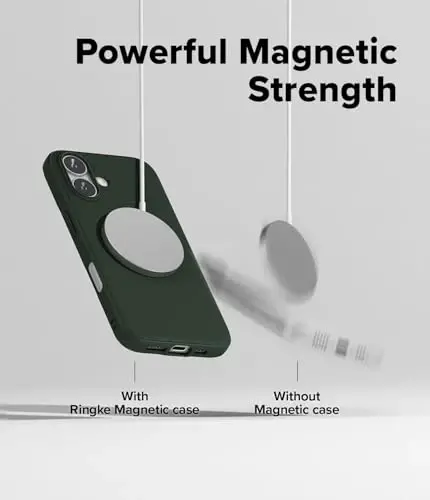 Ringke Onyx for iPhone 16 Plus Case, [Compatible with MagSafe] Oil & Dirt Resistant, Individual Lens Covers for Cameras, Non-Slip Enhanced Grip Lightweight Cover - Magnetic Dark Green - 5