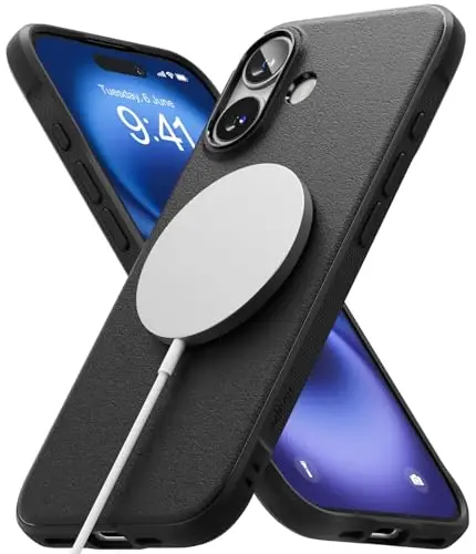 Ringke Onyx for iPhone 16 Plus Case, [Compatible with MagSafe] Oil & Dirt Resistant, Individual Lens Covers for Cameras, Non-Slip Enhanced Grip Lightweight Cover - Magnetic Black - 1