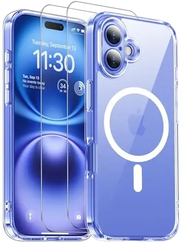 SPIDERCASE for iPhone 16 Plus Case, [Military-Grade Drop Tested] with 2 Pcs Tempered Glass Screen Protector [Full Camera Protection] [Not Yellowing] Slim Case for iPhone 16 Plus 6.7’’,Clear - 1