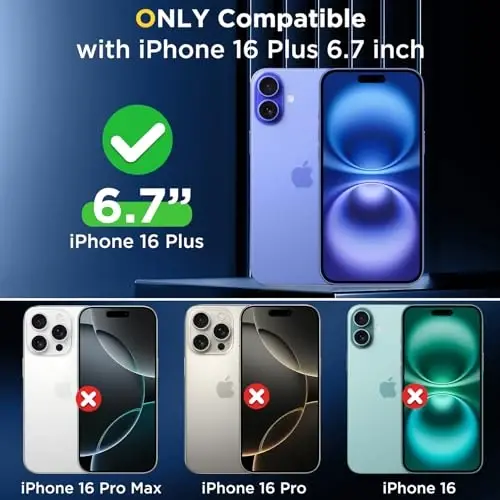 SPIDERCASE for iPhone 16 Plus Case, [Military-Grade Drop Tested] with 2 Pcs Tempered Glass Screen Protector [Full Camera Protection] [Not Yellowing] Slim Case for iPhone 16 Plus 6.7’’,Clear - 2