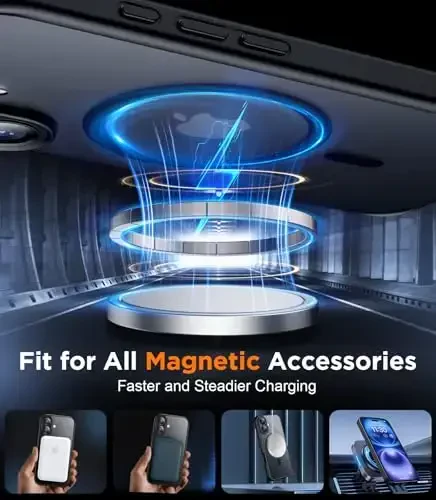 SPIDERCASE Magnetic for iPhone 16 Plus Case,with 2 Pcs [Tempered Glass Screen Protector] Translucent Matte Back Slim Shockproof Protective Phone Case for iPhone 16 Plus 6.7'',Black - 5