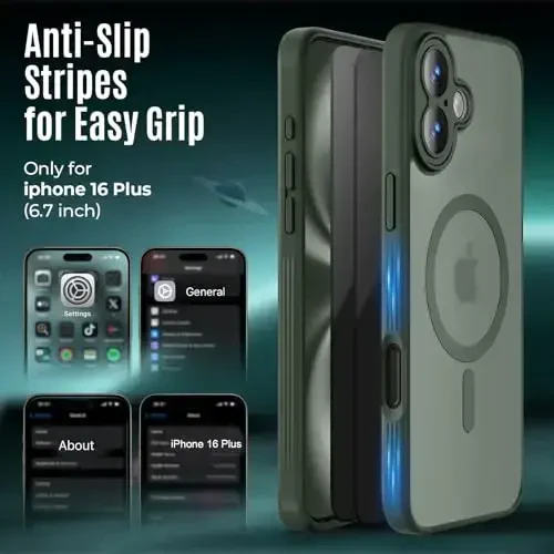 Symcele Designed for iPhone 16 Plus Case, Compatible with MagSafe, with Privacy Screen Protectors X2, [Camera Protection] [15FT Military Drop Protection] Shockproof Phone Case, 6.7