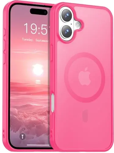Temdan for iPhone 16 Plus Case, Compatible with Magsafe, Anti-Yellowing, Military-Grade Protection, Shockproof Slim Magnetic Phone Case Cover, Rose 