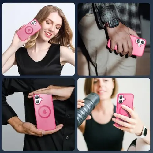 Temdan for iPhone 16 Plus Case, Compatible with Magsafe, Anti-Yellowing, Military-Grade Protection, Shockproof Slim Magnetic Phone Case Cover, Rose - 7