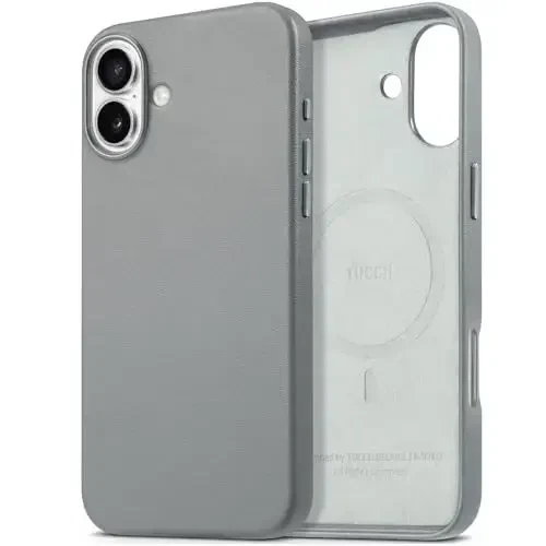 TUCCH Magnetic Case for iPhone 16 Plus, Wireless Charging PU Leather Anti-Slip Protective Back Cover, Anti-Fingerprint Lightweight Shockproof Phone Case Compatible with iPhone 16 Plus 6.7