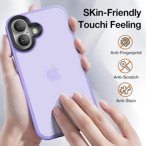Yriklso for iPhone 16 Plus Phone Case, Shockproof for iPhone 16 Plus Case, Military Grade Drop Protection, Protective Hard Back Slim Translucent Case, Light Purple - 4
