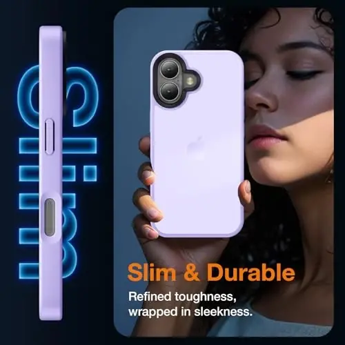 Yriklso for iPhone 16 Plus Phone Case, Shockproof for iPhone 16 Plus Case, Military Grade Drop Protection, Protective Hard Back Slim Translucent Case, Light Purple - 5
