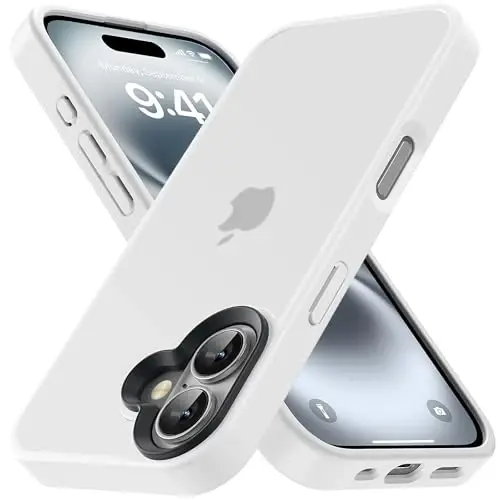 Yriklso for iPhone 16 Plus Phone Case, Shockproof for iPhone 16 Plus Case, Military Grade Drop Protection, Protective Hard Back Slim Translucent Case, White 