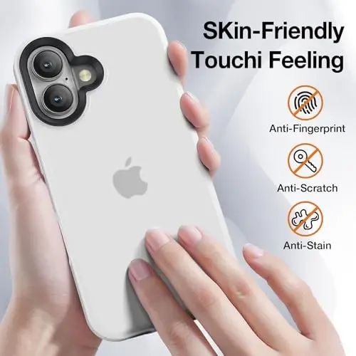 Yriklso for iPhone 16 Plus Phone Case, Shockproof for iPhone 16 Plus Case, Military Grade Drop Protection, Protective Hard Back Slim Translucent Case, White - 4