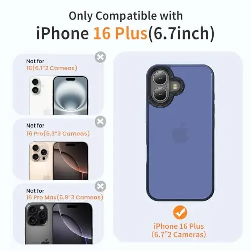 Yriklso for iPhone 16 Plus Phone Case, Shockproof for iPhone 16 Plus Case, Military Grade Drop Protection, Protective Hard Back Slim Translucent Case, Frosted Blue - 2