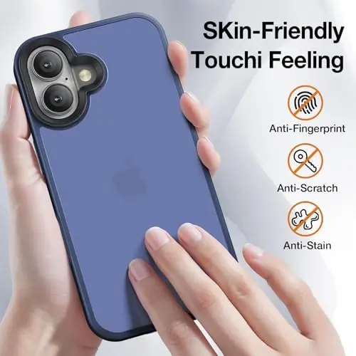 Yriklso for iPhone 16 Plus Phone Case, Shockproof for iPhone 16 Plus Case, Military Grade Drop Protection, Protective Hard Back Slim Translucent Case, Frosted Blue - 4