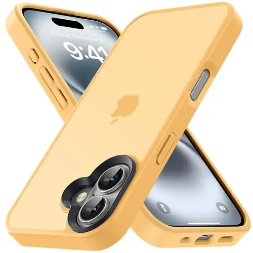 Yriklso for iPhone 16 Plus Phone Case, Shockproof for iPhone 16 Plus Case, Military Grade Drop Protection, Protective Hard Back Slim Translucent Case, Matte Orange - 1