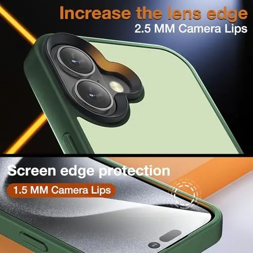 Yriklso for iPhone 16 Plus Phone Case, Shockproof for iPhone 16 Plus Case, Military Grade Drop Protection, Protective Hard Back Slim Translucent Case, Matte Green - 6