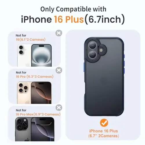 Yriklso for iPhone 16 Plus Phone Case, Shockproof for iPhone 16 Plus Case, Military Grade Drop Protection, Protective Hard Back Slim Translucent Case, Blue Bumper - YRIKLSO (1)