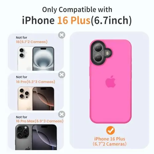 Yriklso for iPhone 16 Plus Phone Case, Shockproof for iPhone 16 Plus Case, Military Grade Drop Protection, Protective Hard Back Slim Translucent Case, Hot Pink - 2