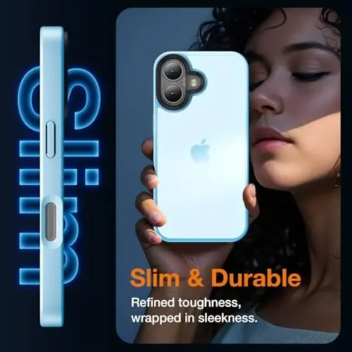 Yriklso for iPhone 16 Plus Phone Case, Shockproof for iPhone 16 Plus Case, Military Grade Drop Protection, Protective Hard Back Slim Translucent Case, Sierra Blue - 4
