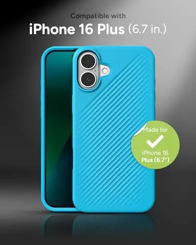 ZAGG Luxe Snap Case for iPhone 16 Plus - MagSafe Wireless Charging, 10ft Drop Protection, Eco-Friendly, Graphene Reinforced, Ripple Design, River Blue - 2