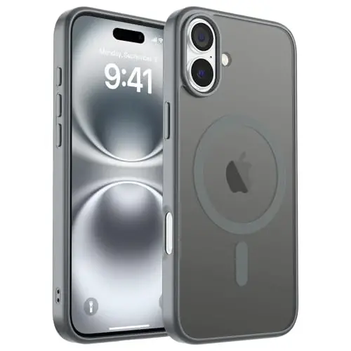 zapica Magnetic for iPhone 16 Plus Case, [Compatible with MagSafe] [Military Grade Drop Protection] Translucent Matte Shockproof Anti-Scratch Phone Case, Dark Gray - 1