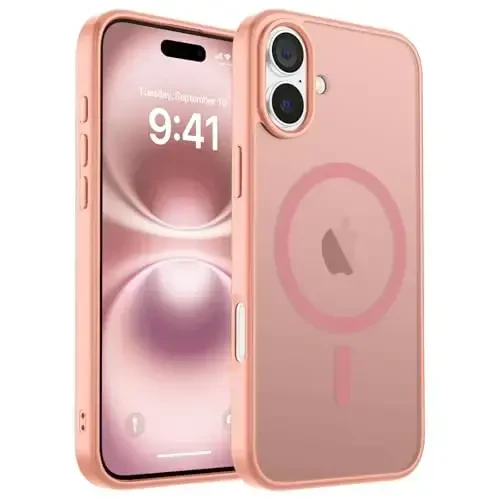 zapica Magnetic for iPhone 16 Plus Case, [Compatible with MagSafe] [Military Grade Drop Protection] Translucent Matte Shockproof Anti-Scratch Phone Case, Light Pink 