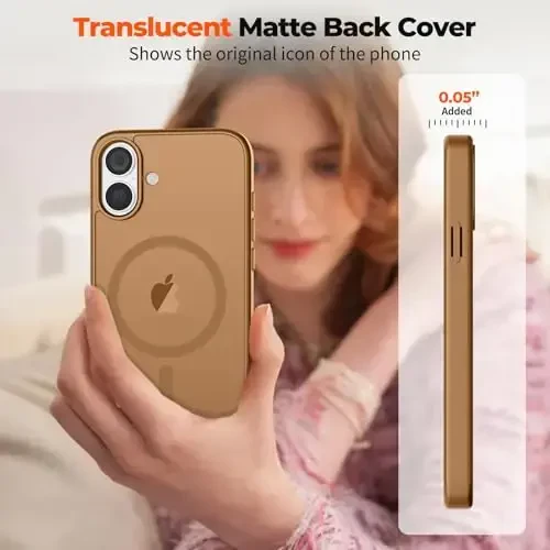 zapica Magnetic for iPhone 16 Plus Case, [Compatible with MagSafe] [Military Grade Drop Protection] Translucent Matte Shockproof Anti-Scratch Phone Case, Brown - 7