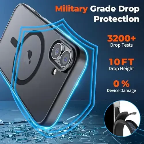 zapica Magnetic for iPhone 16 Plus Case, [Compatible with MagSafe] [Military Grade Drop Protection] Translucent Matte Shockproof Anti-Scratch Phone Case, Black - 4