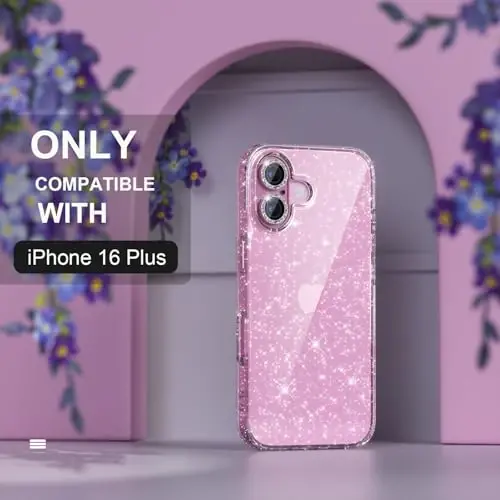 Choiche Compatible for iPhone 16 Plus Case Women Phone Case, Cute Bling Sparkly, Military Grade Drop Protection, 2 Diamond Camera Lens Covers, 2 Tempered Glass Protectors, 6.7 inch (Glitter Clear) - 2