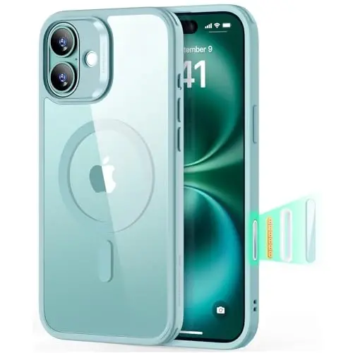 ESR for iPhone 16 Plus Case for MagSafe, Camera Control, Clear Green | Ultra Slim, 3X Military-Grade Drop Protection, Magnetic Phone Case, Impact Absorbing, Resists Scratches 