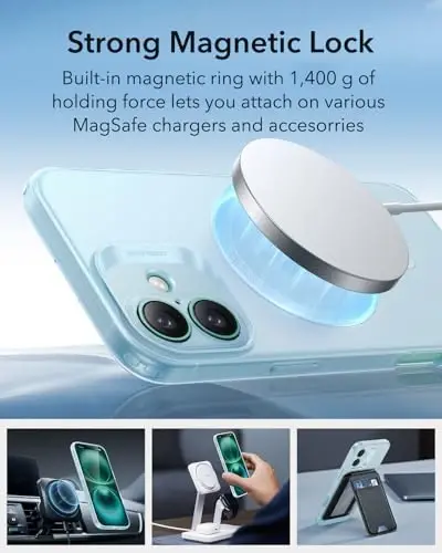 ESR for iPhone 16 Plus Case for MagSafe, Transparent, Frosted Blue | Compatible with MagSafe, Slim, Military-Grade Drop Protection, Resists Scratches - 5