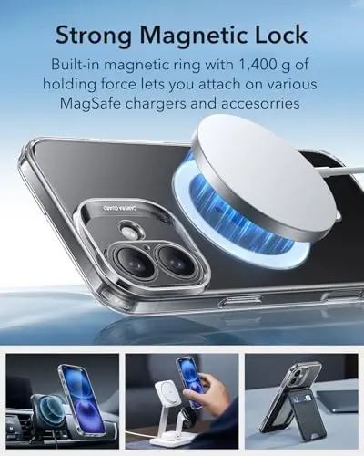 ESR for iPhone 16 Plus Case, Compatible with MagSafe, Camera Protection, Shockproof Thin Cover, Resists Yellowing and Scratches, Magnetic Phone Case for iPhone 16 Plus, Zero Series, Clear - 5
